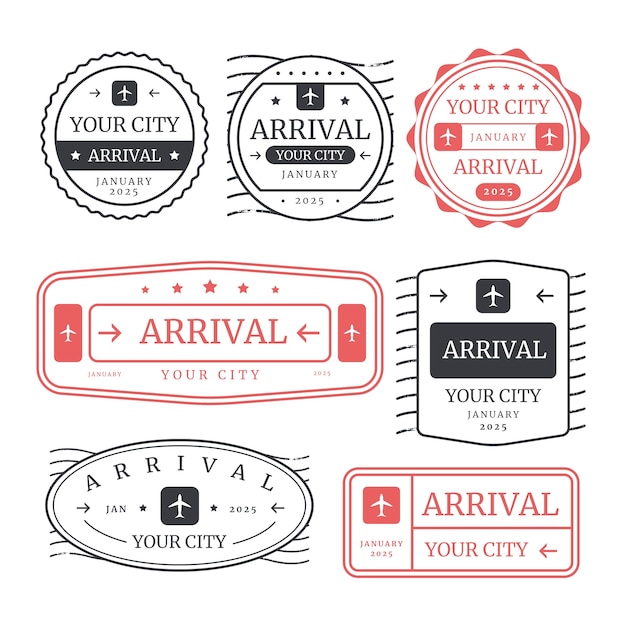 Набор паспортных марок с плоским дизайном