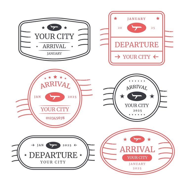 Free Vector flat design passport stamp set