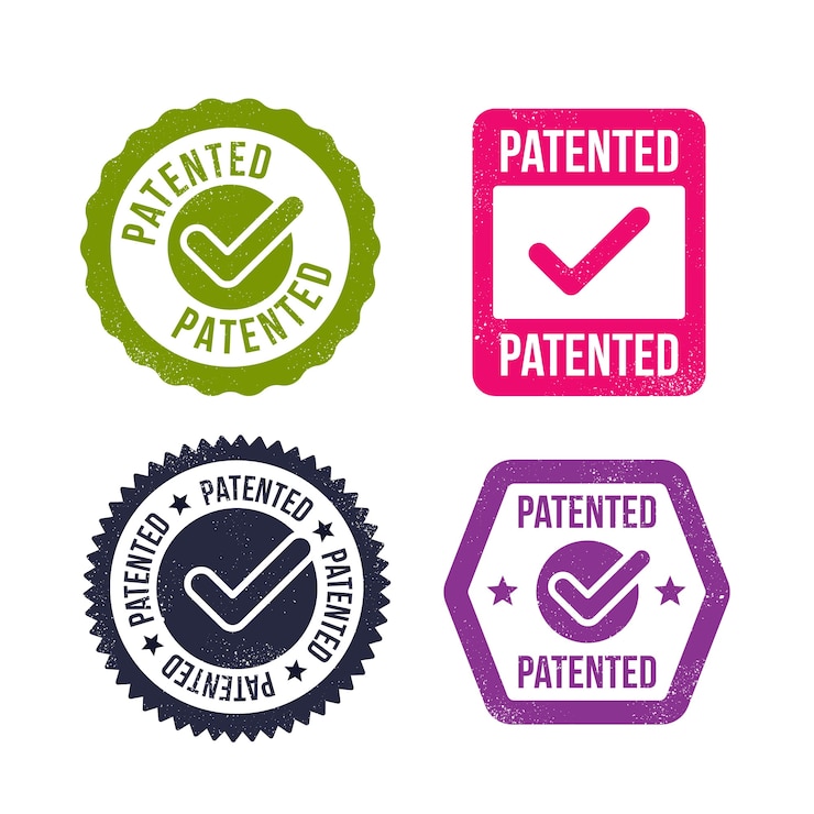 Free Vector flat design patented stamp collection