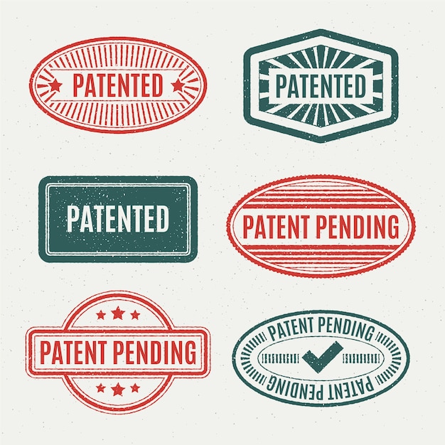 Free vector flat design patented stamp collection