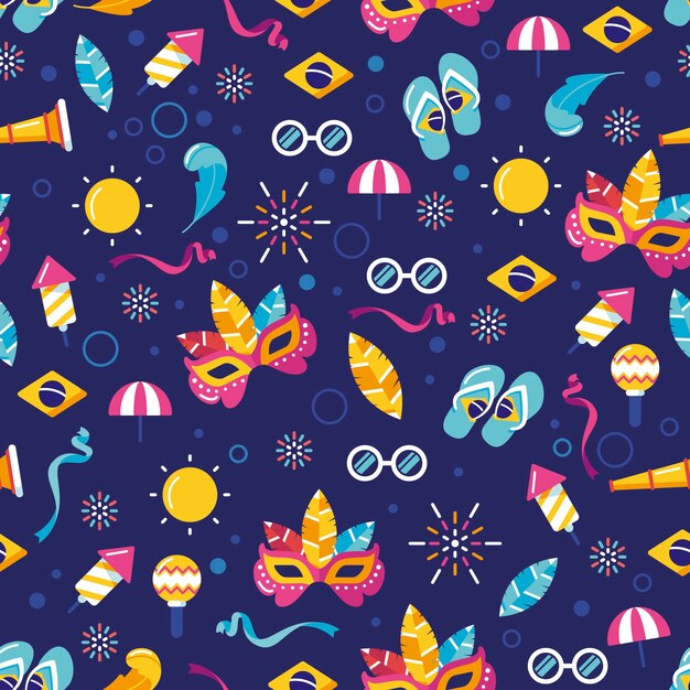 Flat design pattern with carnival elements