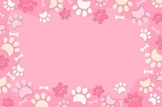 Flat design paw prints background