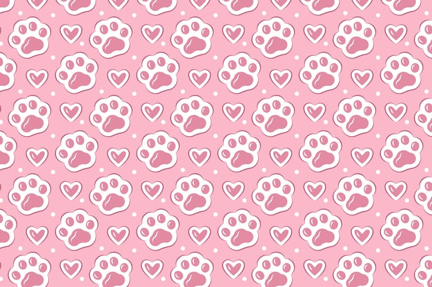 Free vector flat design paw prints background