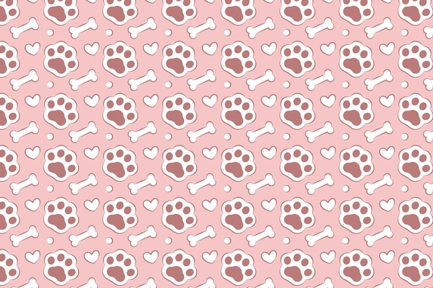 Flat design paw prints background