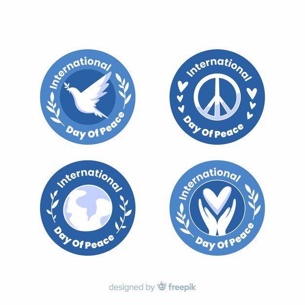 Flat design peace day badge collection