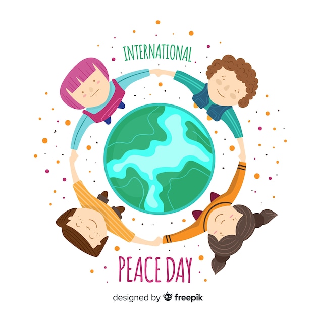 Flat design peace day with children