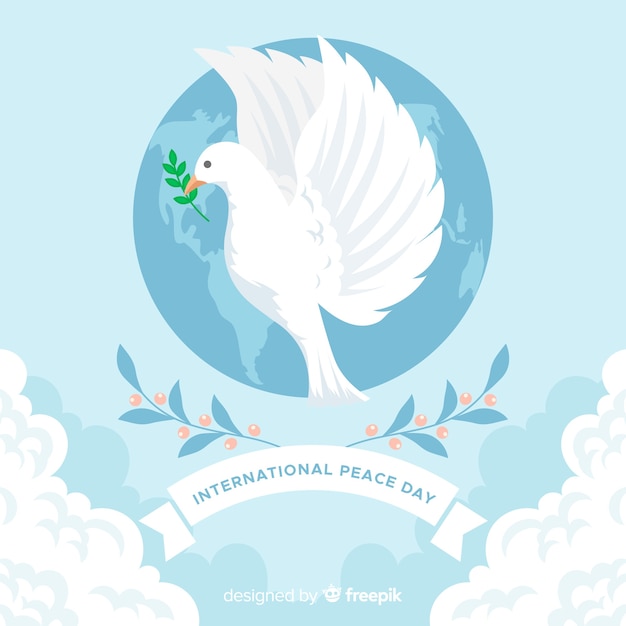 Flat design peace day with dove