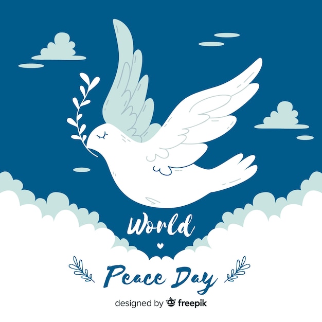 Flat design peace day with a dove