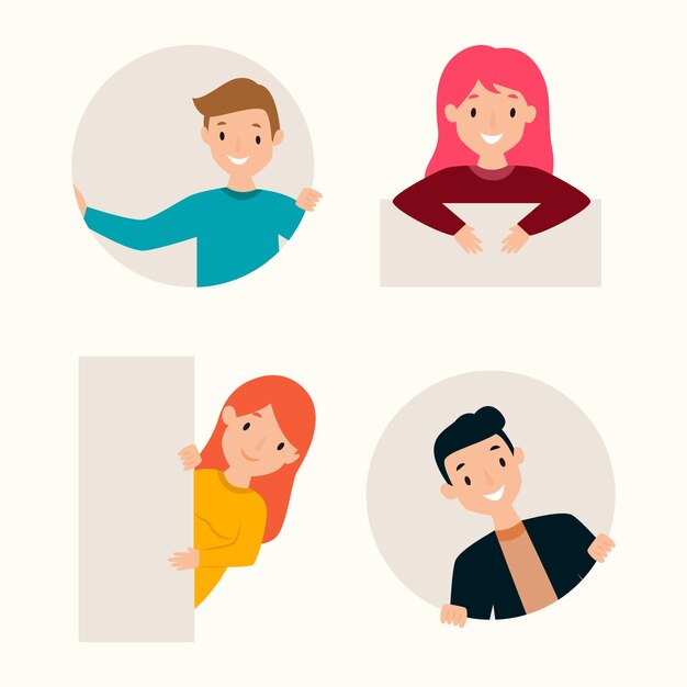 Flat design peeping people collection