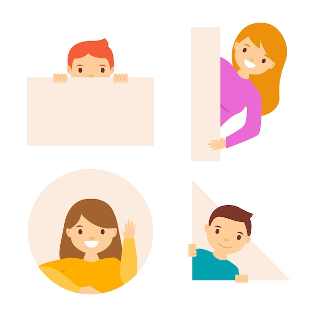 Free vector flat design peeping people set