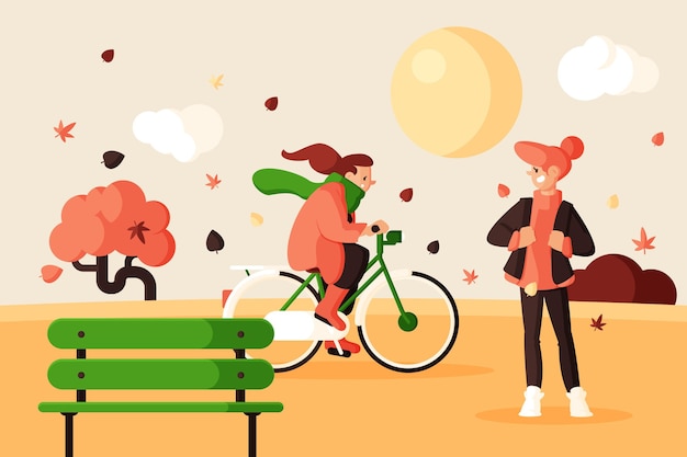 Free vector flat design people in autumn