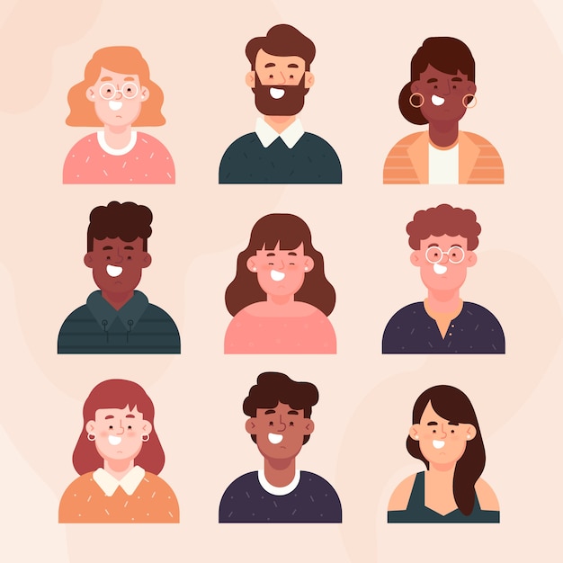 Collezione di avatar di persone design piatto