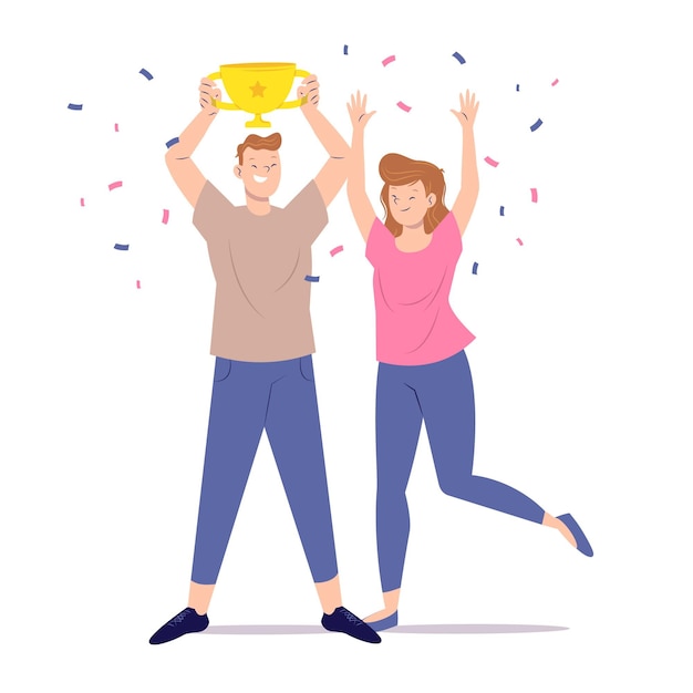 Free vector flat design people celebrating a goal achievement