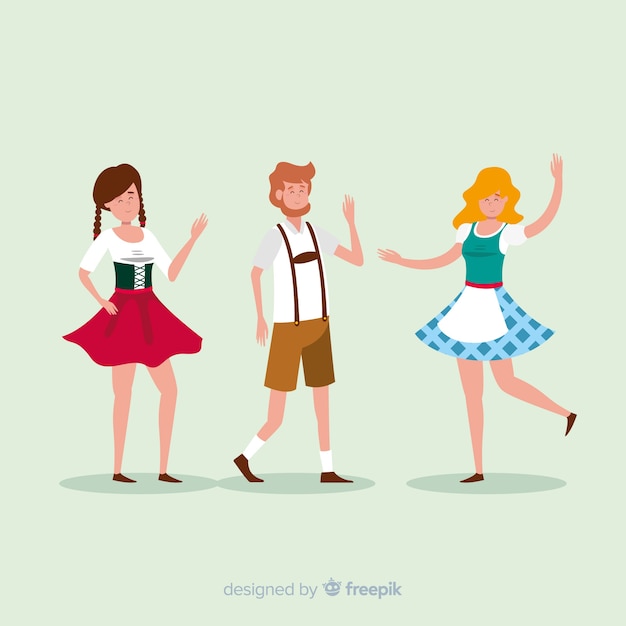 Free vector flat design people celebrating oktoberfest