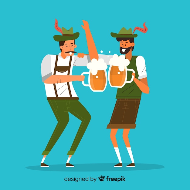 Free vector flat design people celebrating oktoberfest