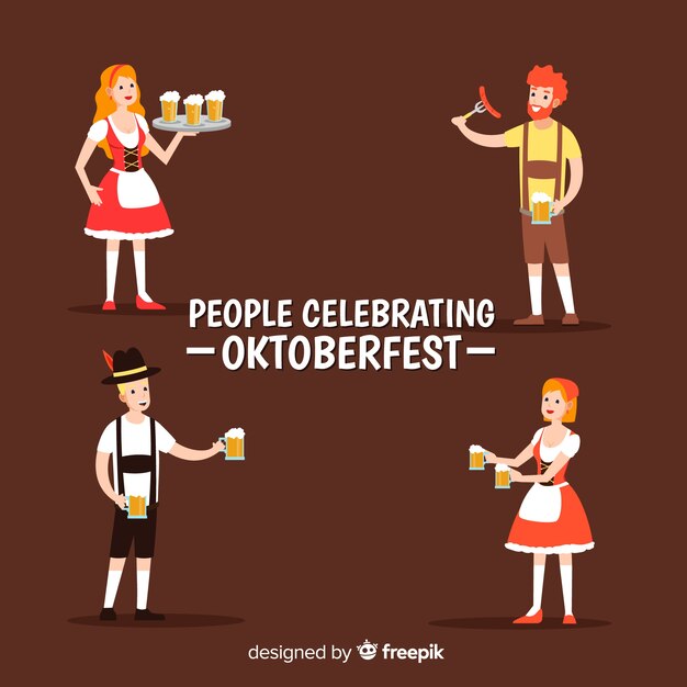 Flat design people celebrating oktoberfest