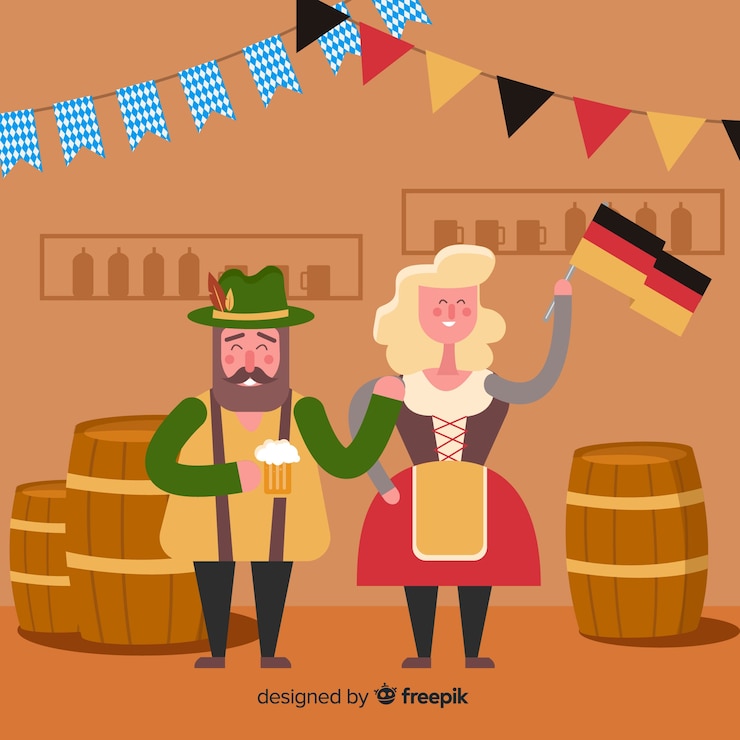 Free Vector flat design people celebrating oktoberfest