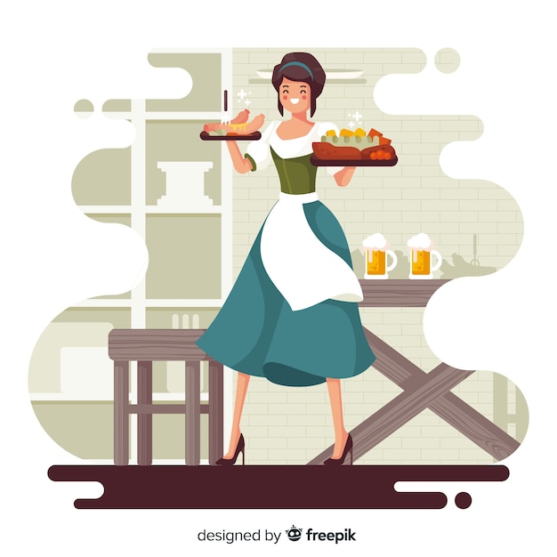 Free vector flat design people celebrating oktoberfest