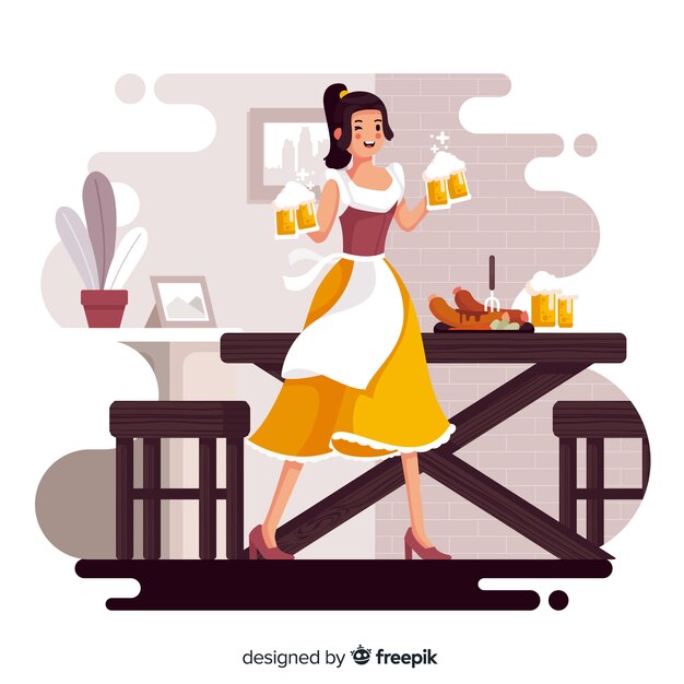 Flat design people celebrating oktoberfest