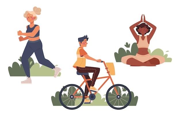 Free vector flat design people doing outdoor activities