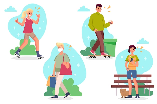 Flat design people doing outdoor activities