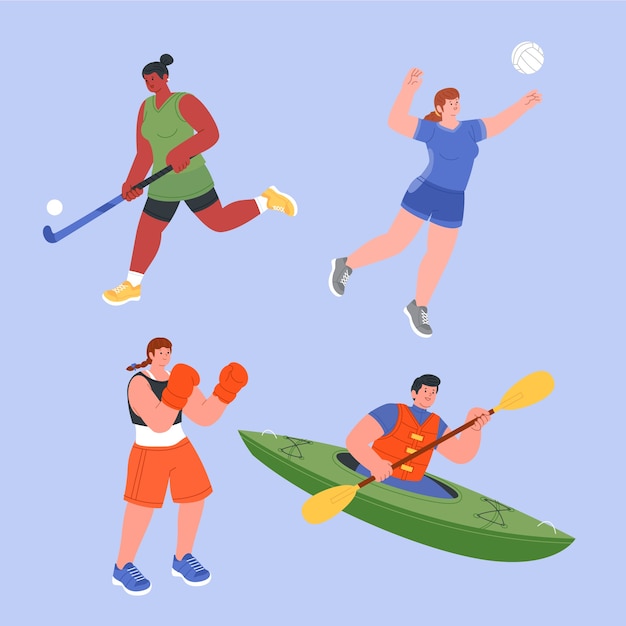 Flat design people doing sports collection