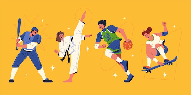 Free Vector flat design people doing sports
