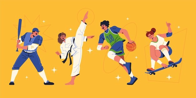 Flat design people doing sports