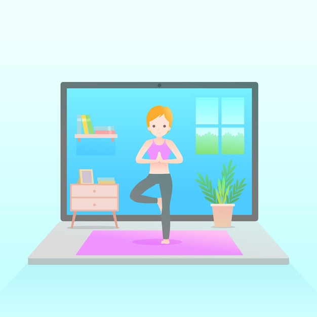 Free vector flat design people doing yoga