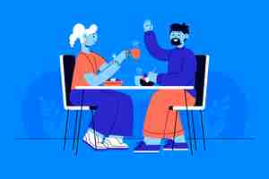 Free vector flat design people eating illustration