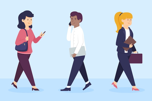 Free vector flat design people going back to work illustration