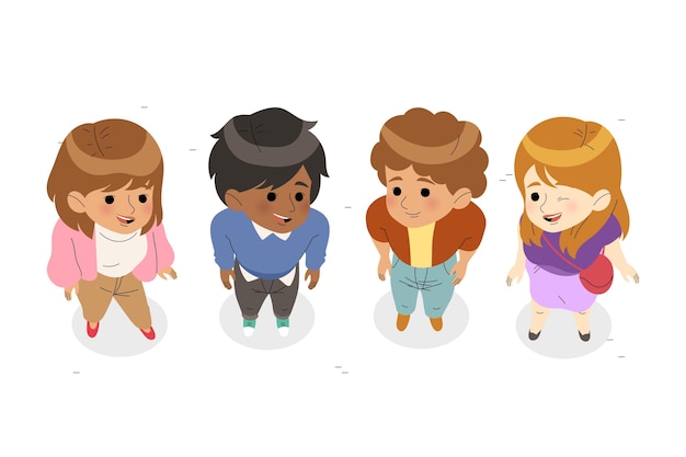 Flat design people looking up