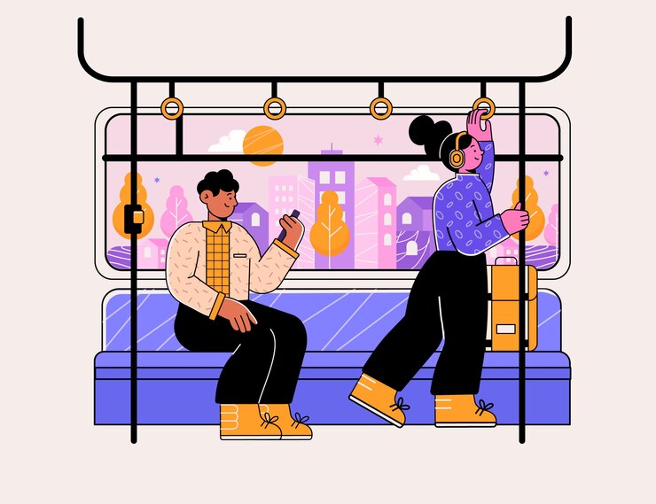 Free Vector flat design people in public transportation