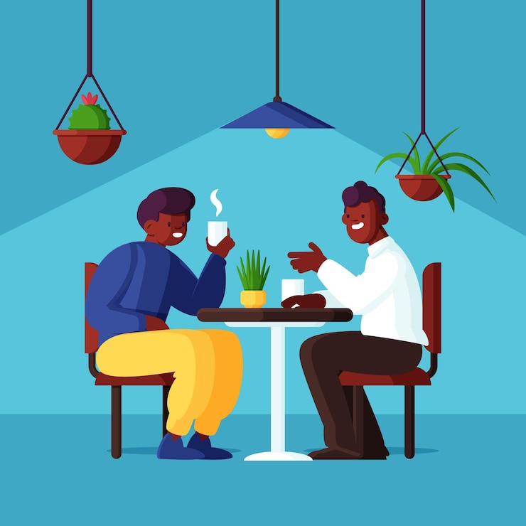 Free Vector flat design of people with hot drinks