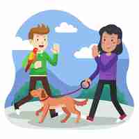 Free vector flat design people with pets