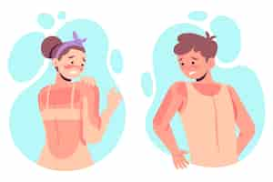 Free vector flat design people with a sunburn illustration