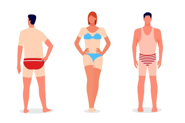 Flat design people with a sunburn