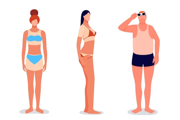 Free vector flat design people with a sunburn