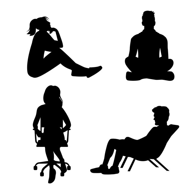 Flat design person sitting silhouette