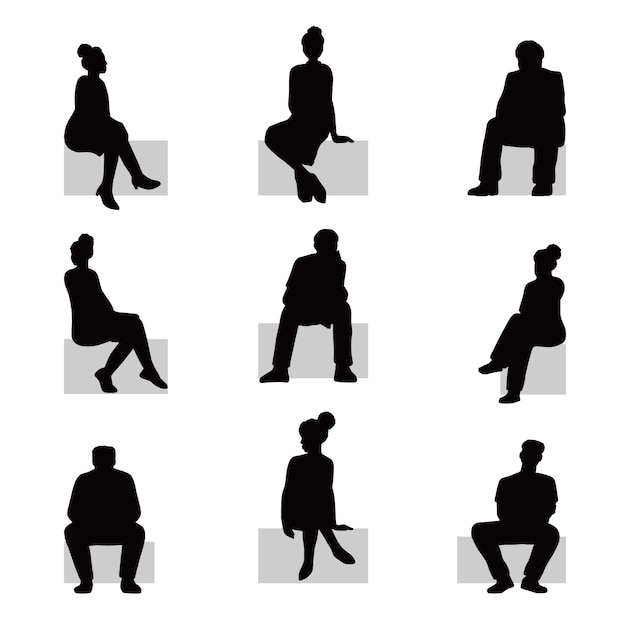 Бесплатное векторное изображение Плоский дизайн человек сидит силуэт