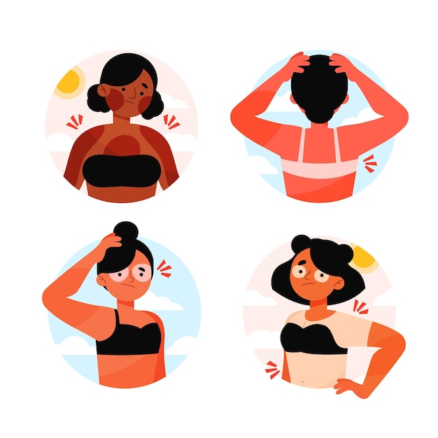 Flat design person with sunburn pack