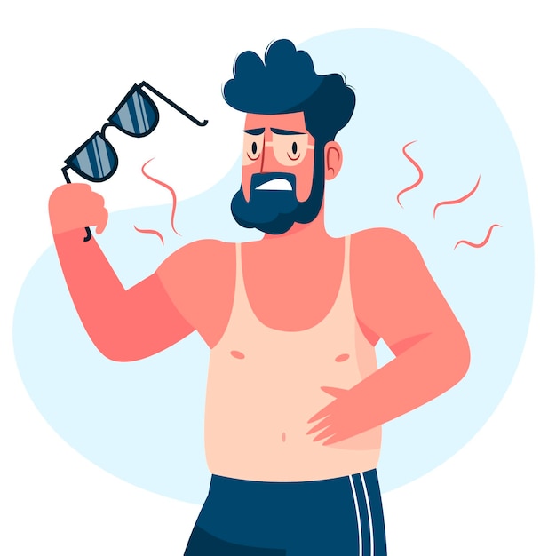 Free vector flat design person with sunburn