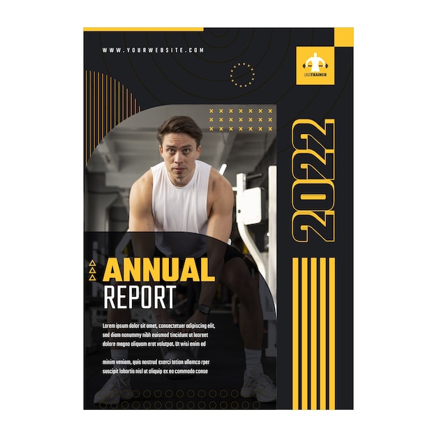 Rapporto annuale del personal trainer di design piatto