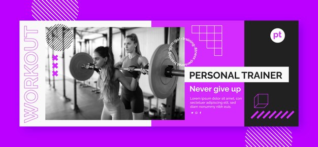 flat design personal trainer geometric facebook cover
