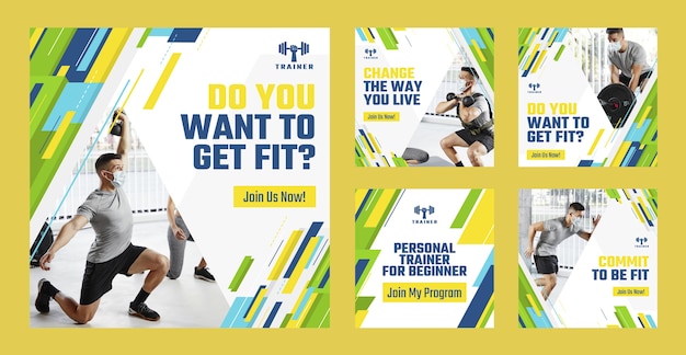 Post di instagram di personal trainer dal design piatto