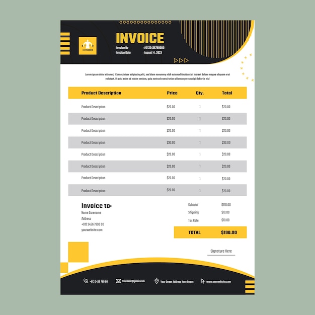 Free vector flat design personal trainer invoice