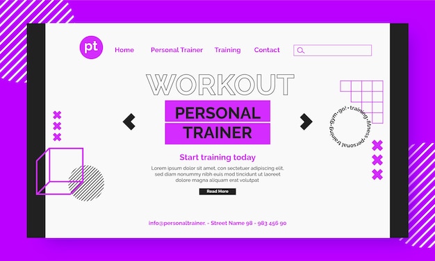 フラットデザインのパーソナルトレーナーのランディングページ