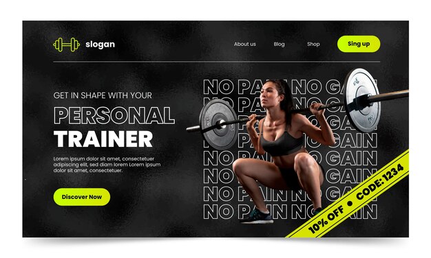 Flat design personal trainer landing page