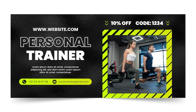 flat design personal trainer sale banner