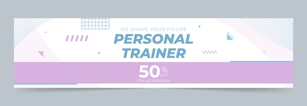 Vettore gratuito banner di contrazione del personal trainer di design piatto